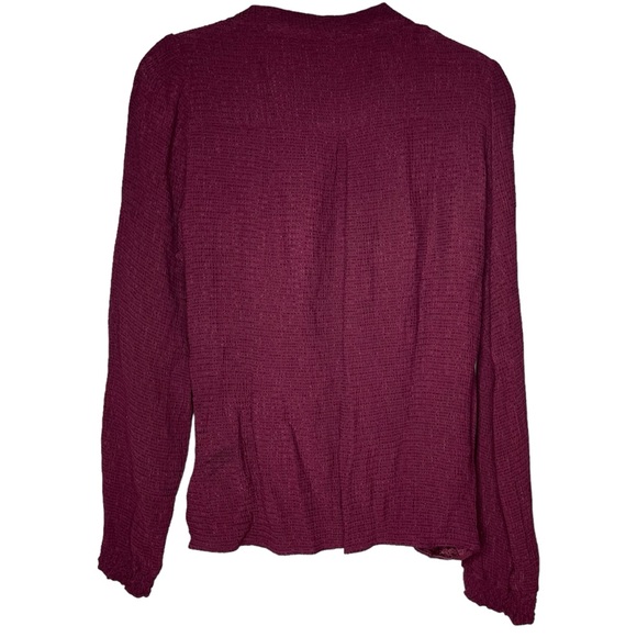 Sezane Abelia Blouse wrap top drape vneck textured wine maroon women’s 40 / 8 - Picture 4 of 8